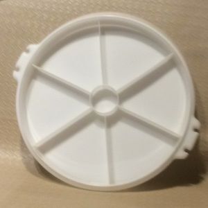 Vintage Tupperware Round White Dividers Tray / Lid